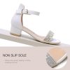 41xYoWi2-SL.jpg Girls Sandals Low Heels Ankle Strap Open Toe Dress Shoes Flower Girl Party Wedding Shoes for Girls