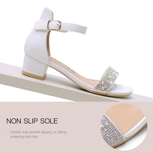 41xYoWi2-SL.jpg Girls Sandals Low Heels Ankle Strap Open Toe Dress Shoes Flower Girl Party Wedding Shoes for Girls