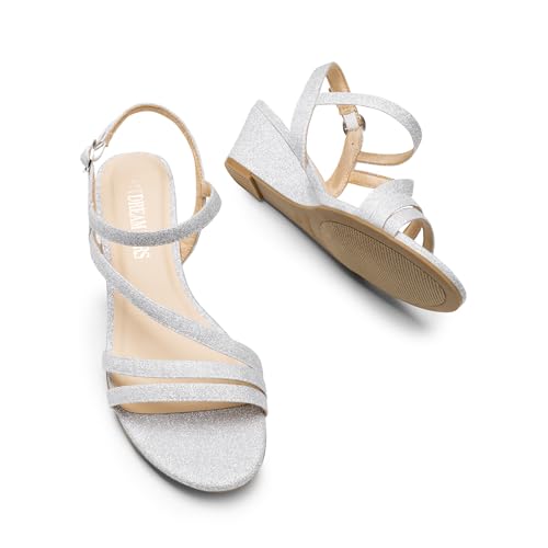 Strappy Wrapped Dressy Wedge Sandals, Comfortable Ankle Strap Open Toe Evening Dress Wedding Dance Summer Shoes