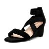 41zHroRTtkL.jpg Women's Elastic Ankle Strap Low Wedge Sandals