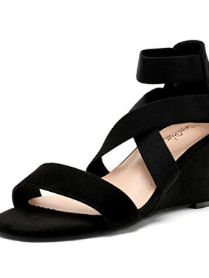 41zHroRTtkL.jpg Women's Elastic Ankle Strap Low Wedge Sandals