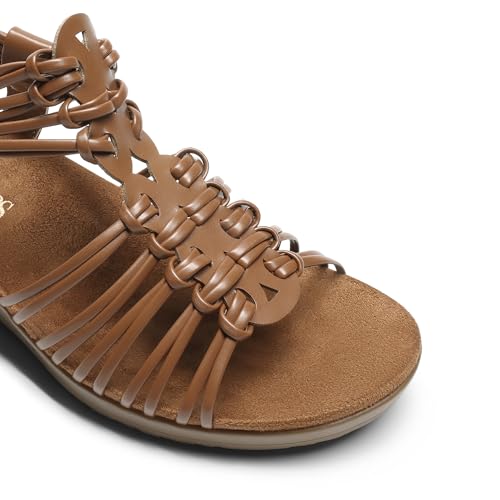 Women's Comfortable Strappy Low Heel Open Toe Slip-On Wedge Sandals Arch Support for Summer Dressy Shoes