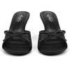 Kitten Heels for Women Round Toe Heels With Bow Vintage Mules Sexy Slip on Stiletto Backless Sandals for Party Daily