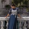 51021piOabL.jpg Women's Long 3/4 Sleeve Embroidered Chiffon Gown