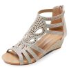 518D14wxL.jpg Women's Slide Wedge Sandal Open Toe High Heel Zipper Back Platform