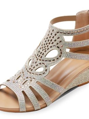Women's Slide Wedge Sandal Open Toe High Heel Zipper Back Platform