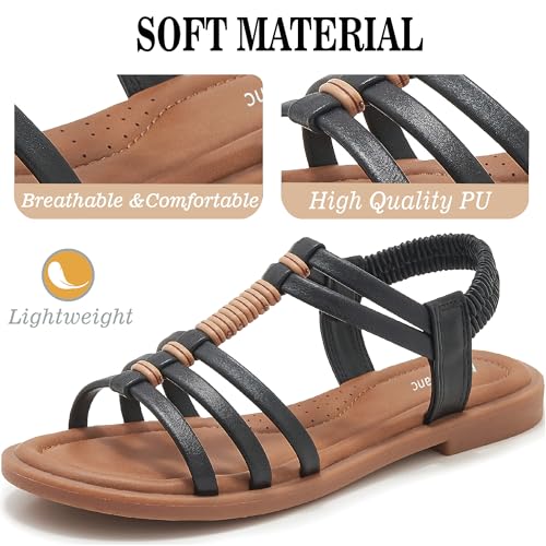 51BcABPQjOL.jpg Womens Sandals Flats Shoes - Comfortable Summer Dressy Casual Ankle Elastic Slip on Walking Beach Sandal