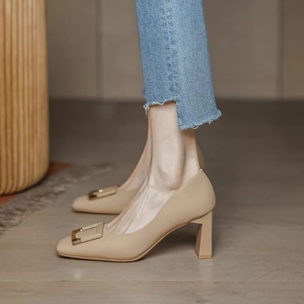 Women Everyday Low Block Chunky Heels Fashionable High Heels Design Formal Shoes Summer Autumn Brown Sandals