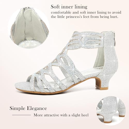 51F7IbIui9L.jpg Girls High Heels Dress Pump Sandals Glitter Wedding Flower Party Princess Shoes for Kids Toddler