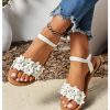 51JOLqyNXxL.jpg Women's Summer Sandals Flower Leather Flat Sandals with Ankle Strap