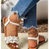 51ObrjDHpuL.jpg Women's Summer Sandals Flower Leather Flat Sandals with Ankle Strap