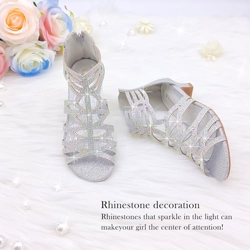51P9zZLfu0L.jpg Girls High Heels Dress Pump Sandals Glitter Wedding Flower Party Princess Shoes for Kids Toddler