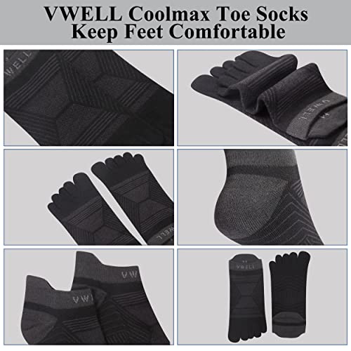 Toe Socks for Men/Women, COOLMAX Five Finger Socks, High Performance Athletic Toe Socks No Show (3Pairs)