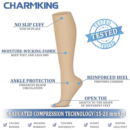 51XWmaeVMdL.jpg 3 Pairs Open Toe Compression Socks for Women & Men Circulation 15-20 mmHg is Best Support for All Day Wear