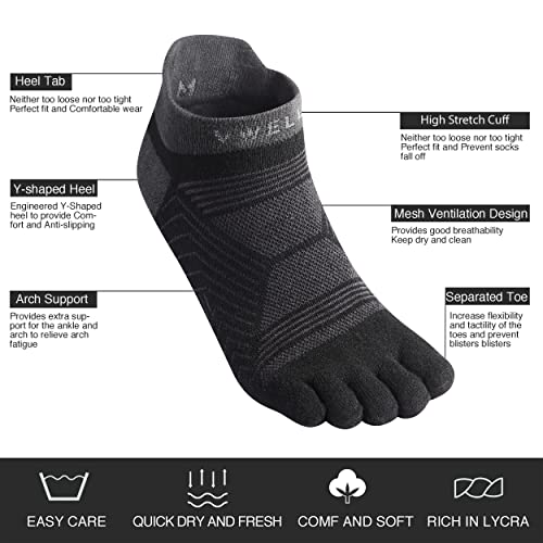 Toe Socks for Men/Women, COOLMAX Five Finger Socks, High Performance Athletic Toe Socks No Show (3Pairs)