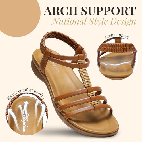 51azmQla4gL.jpg Womens Sandals Arch Support Summer Flat Gladiator Sandals Comfortable Beach Dressy Slides for Women