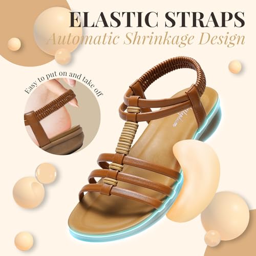 51ebUWjrRjL.jpg Womens Sandals Arch Support Summer Flat Gladiator Sandals Comfortable Beach Dressy Slides for Women