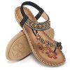 51h1Ewn-cmL.jpg Womens Sandals Flats Shoes: Comfortable Bohemian Beaded Dressy Summer Flat Casual Ankle Strap Elastic Slip on Beach Sandal