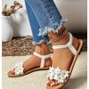 51n621hHTnL.jpg Women's Summer Sandals Flower Leather Flat Sandals with Ankle Strap